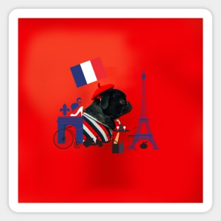 Proud Pug from Paris Sticker